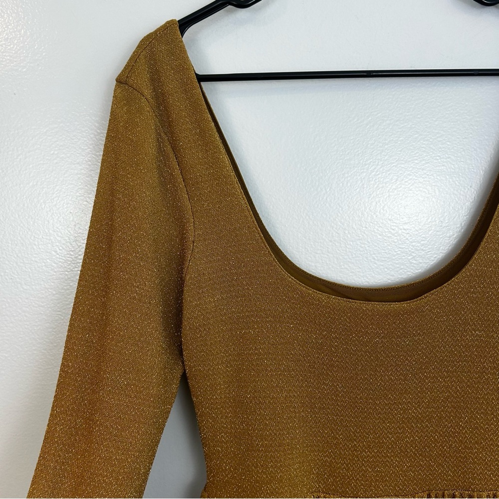 Free People sparkly gold  Long Sleeve Mini Dress - Picture 4 of 11